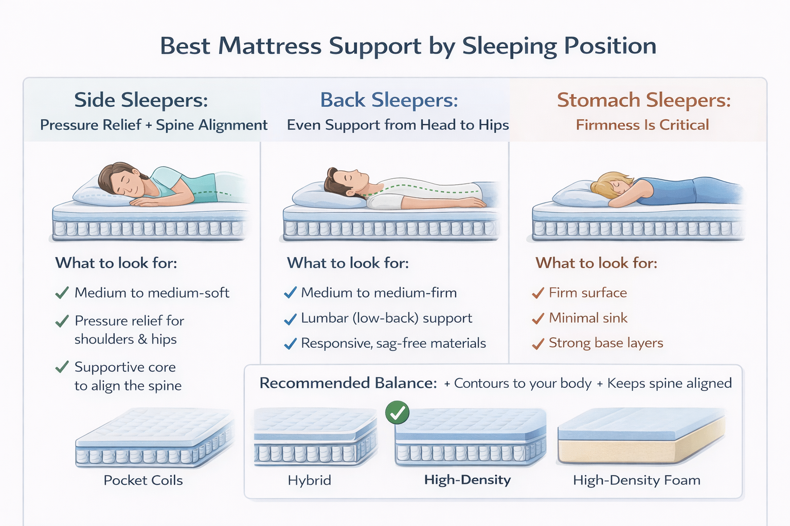 “Best mattress support by sleep position for side, back, and stomach sleepers, with firmness and support tips from Furniture Spot & Mattress Outlet in Halifax, NS