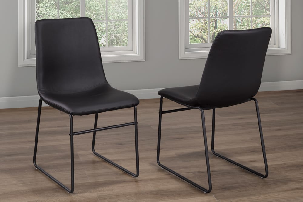 T211 - Two Dining Chairs, Black or Cognac or Grey Bonded Leather