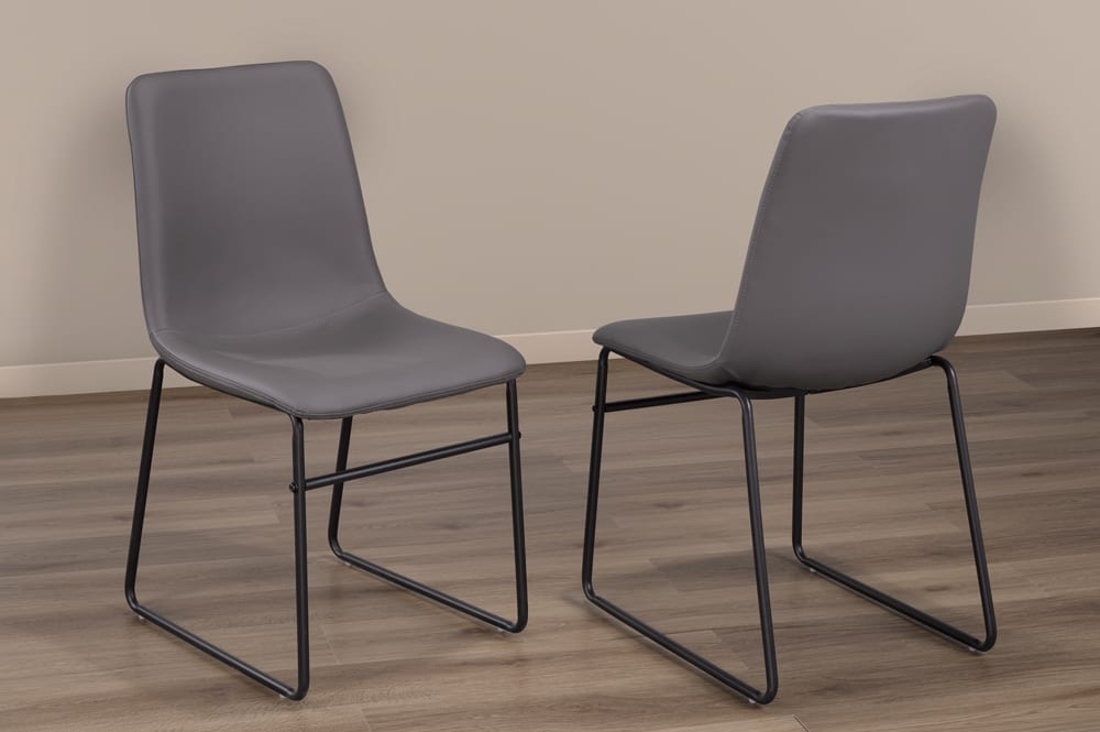 T211 - Two Dining Chairs, Black or Cognac or Grey Bonded Leather