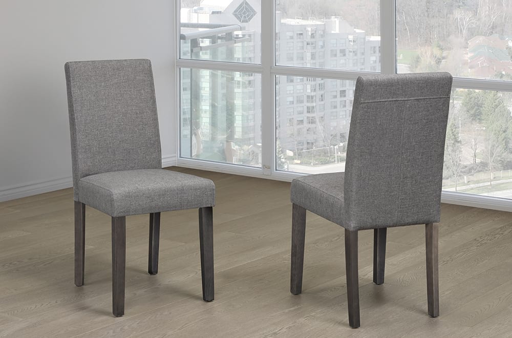 T249 - Two Dining Chairs, Grey Linen Fabric