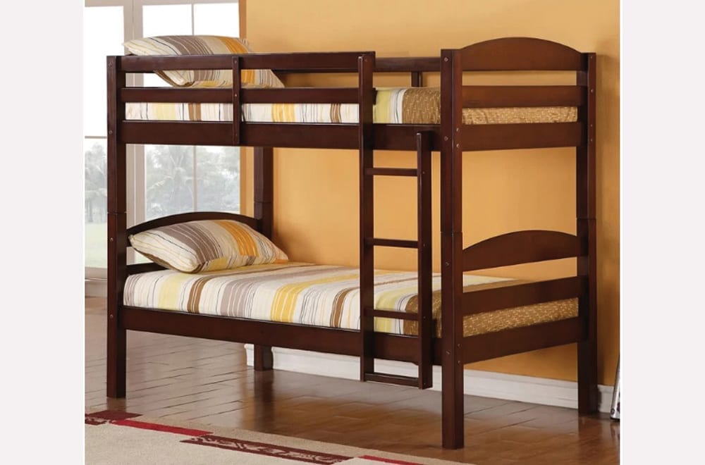 T2508 - Bunk Bed with Ladder & Guard Rail for Kids, Splits into Two Beds, Twin/Twin
