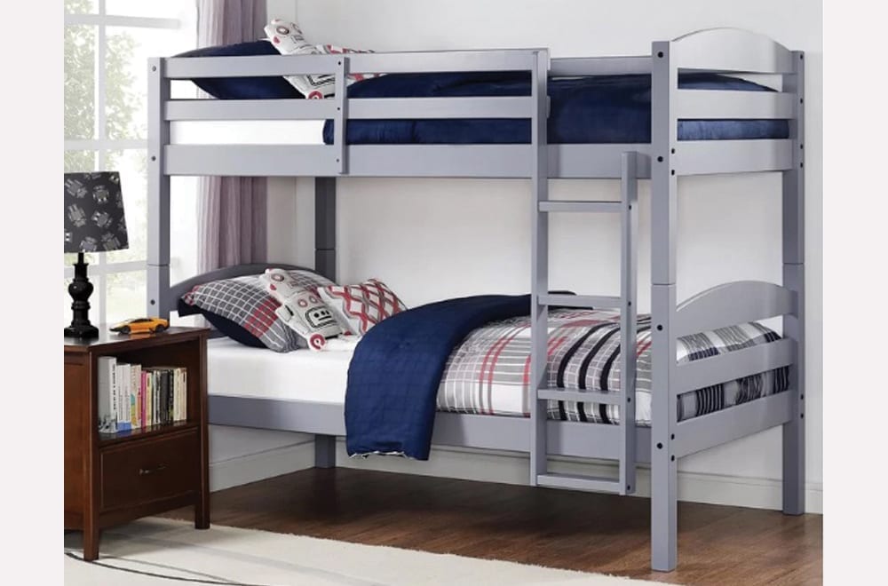 T2508 - Bunk Bed with Ladder & Guard Rail for Kids, Splits into Two Beds, Twin/Twin