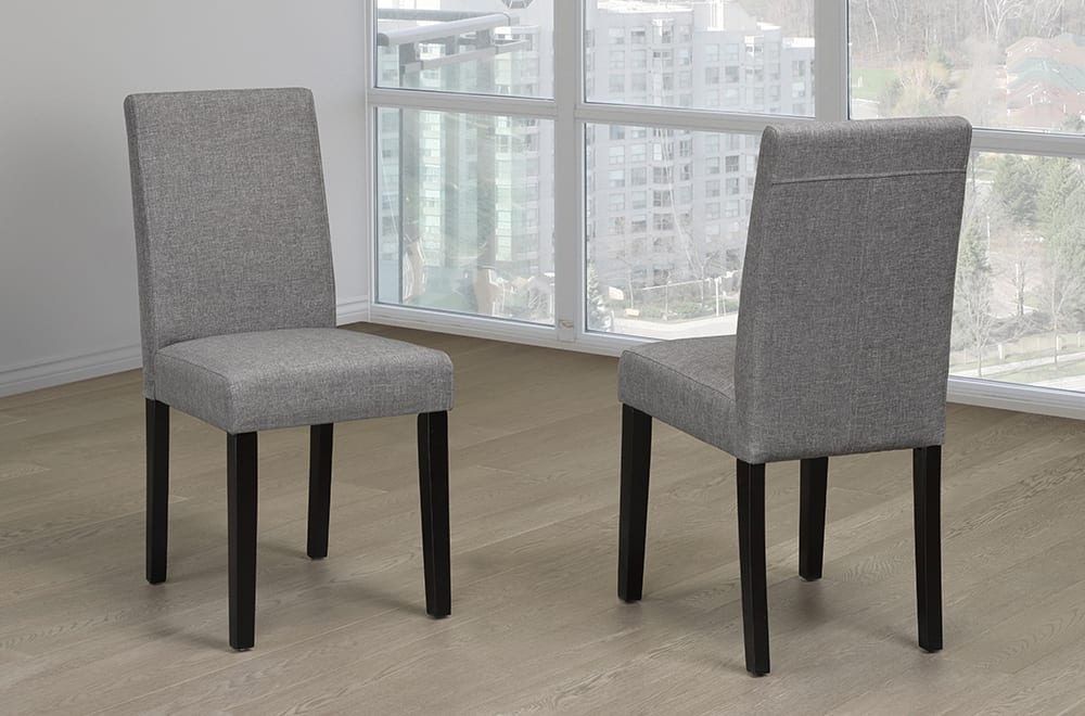 T250 - Two Dining Chairs, Grey, Wood, Linen Fabric