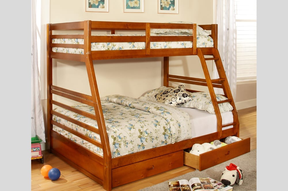 T2700 - Bunk Bed with Ladder & Guard Rail for Kids, Storage Maximization with Drawers, Twin/Double