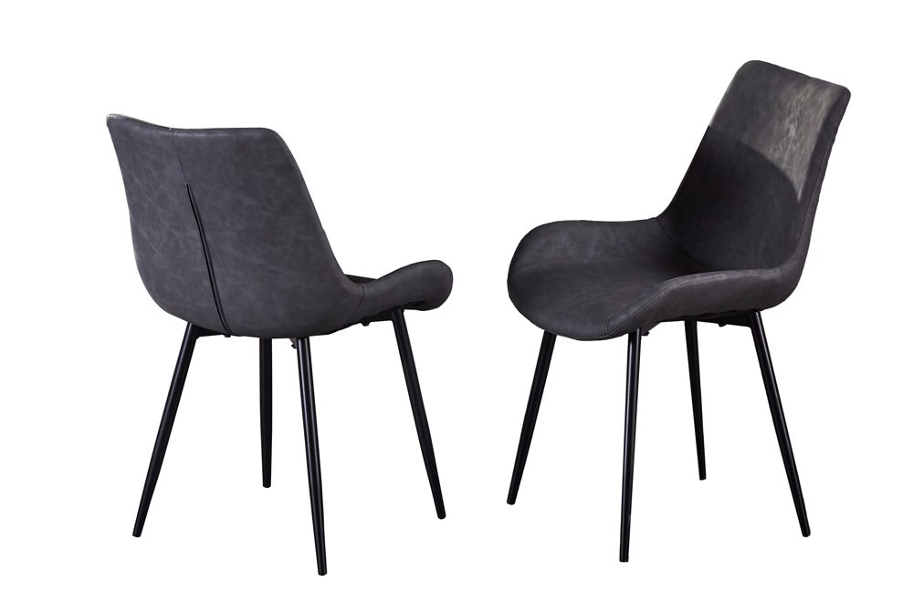 T280 - Two Dining Chairs, Grey Air Suede