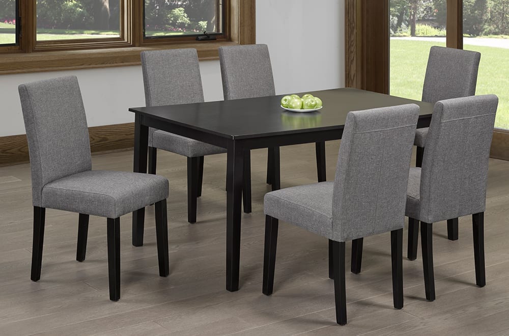 T3107/250 - 7pc Dining Set with Table & 6 Espresso Chairs, 32″W, Cappuccino