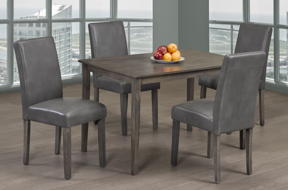 T3116/248G - 5pc Dining Set with Table & 4 Grey Chairs, 48"W, Grey