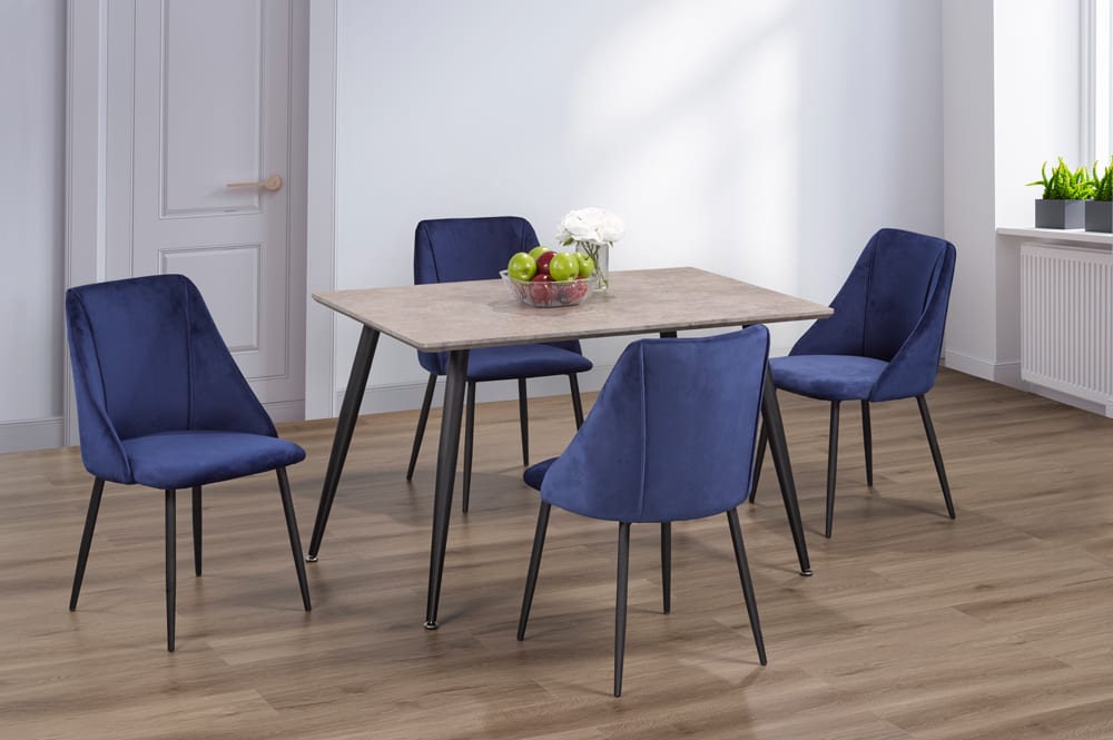 T3310/212 - 5pc Dining Set with Table & 4 Grey or Pink or Blue Chairs, 48"W, Black