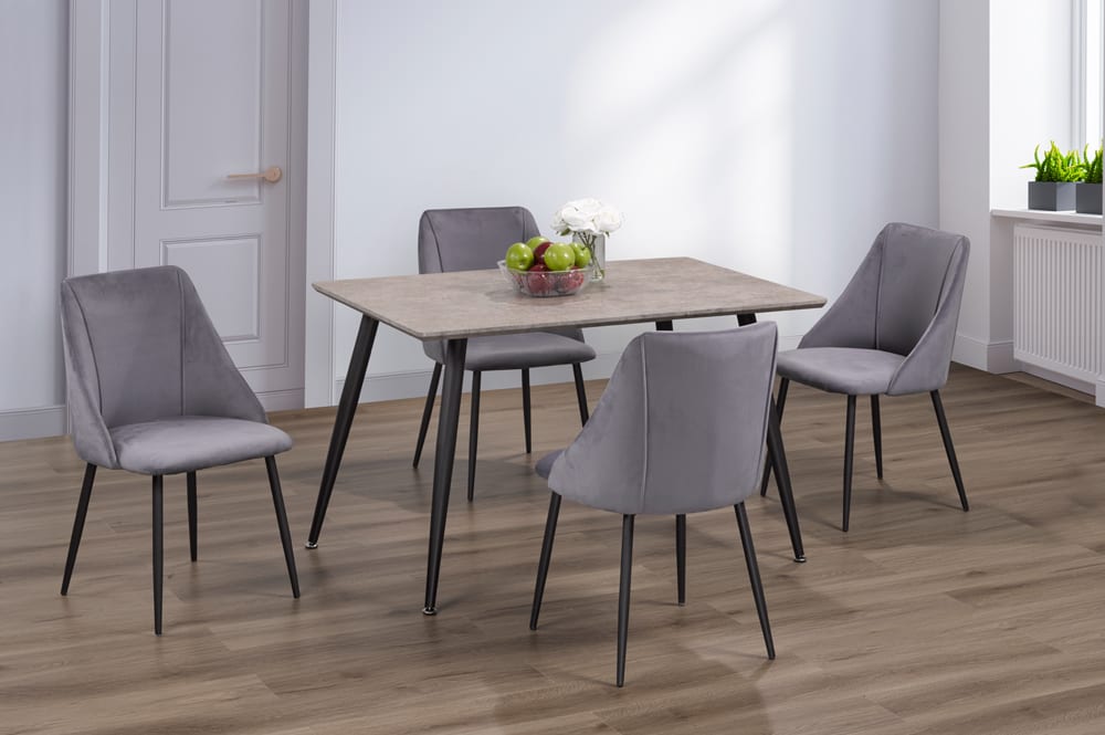 T3310/212 - 5pc Dining Set with Table & 4 Grey or Pink or Blue Chairs, 48"W, Black