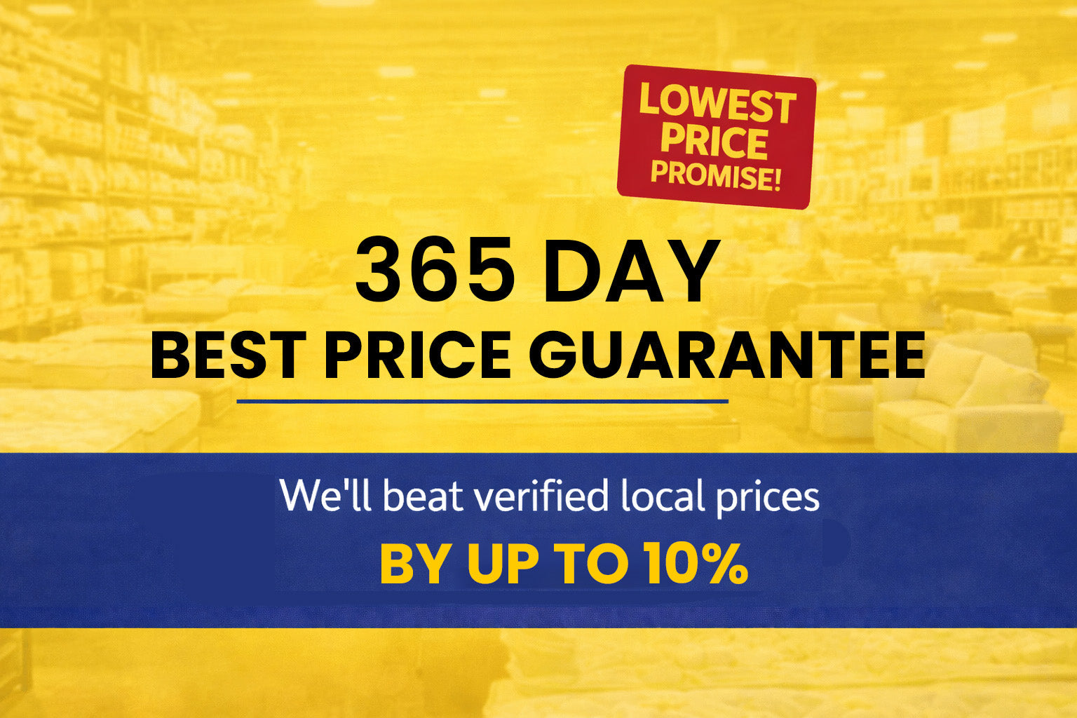 365-Day Best Price Guarantee banner showing verified local price matching and promising to beat up to 10 percent local prices