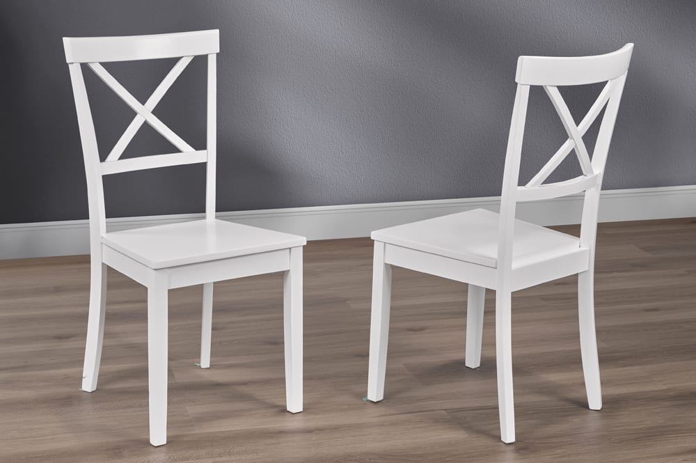T3815 - Two Dining Chairs, White Solid Wood and Wood Veneers
