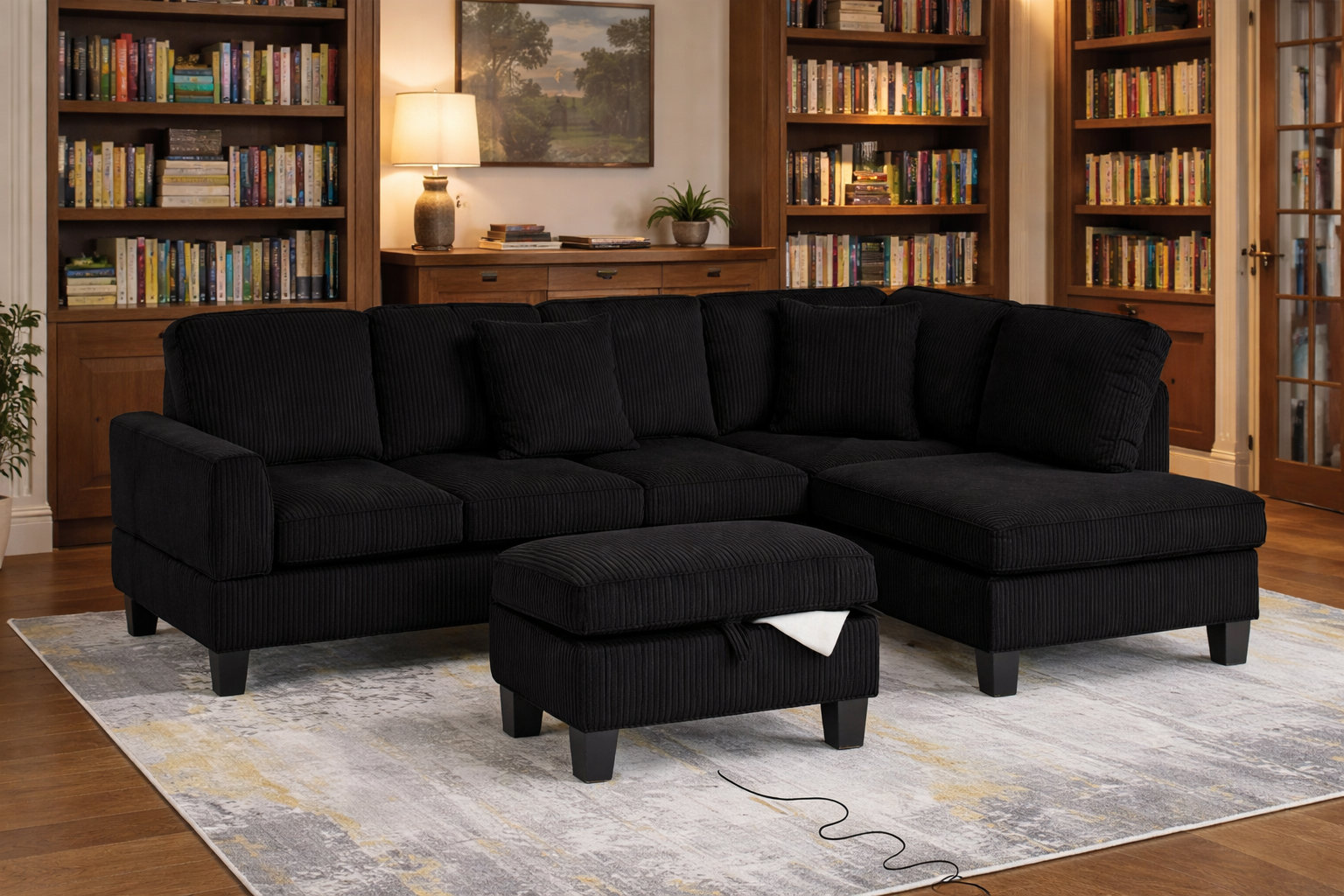 Kennedy Sectional Black - Angle View