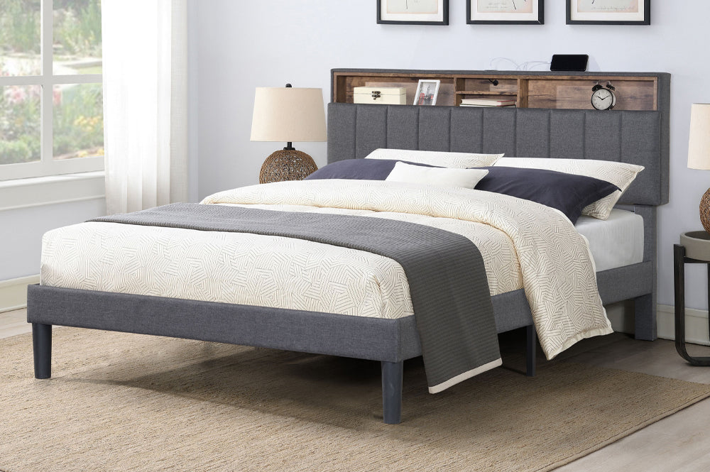 Dalhousie Platform Bed - Grey Linen