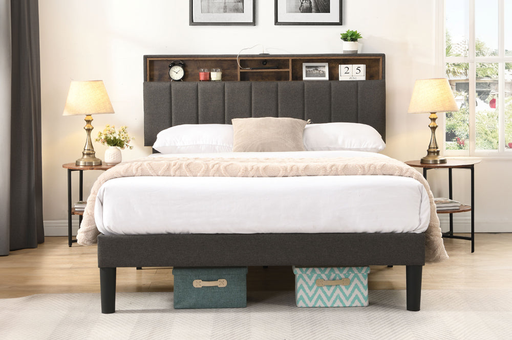 Dalhousie Platform Bed - Grey Linen