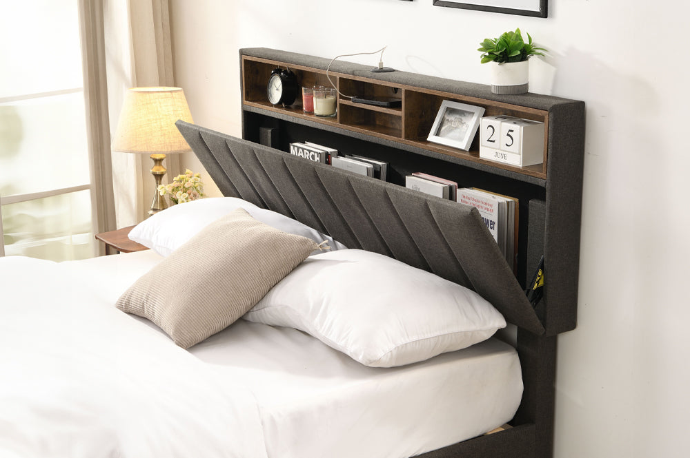 Dalhousie Platform Bed - Grey Linen