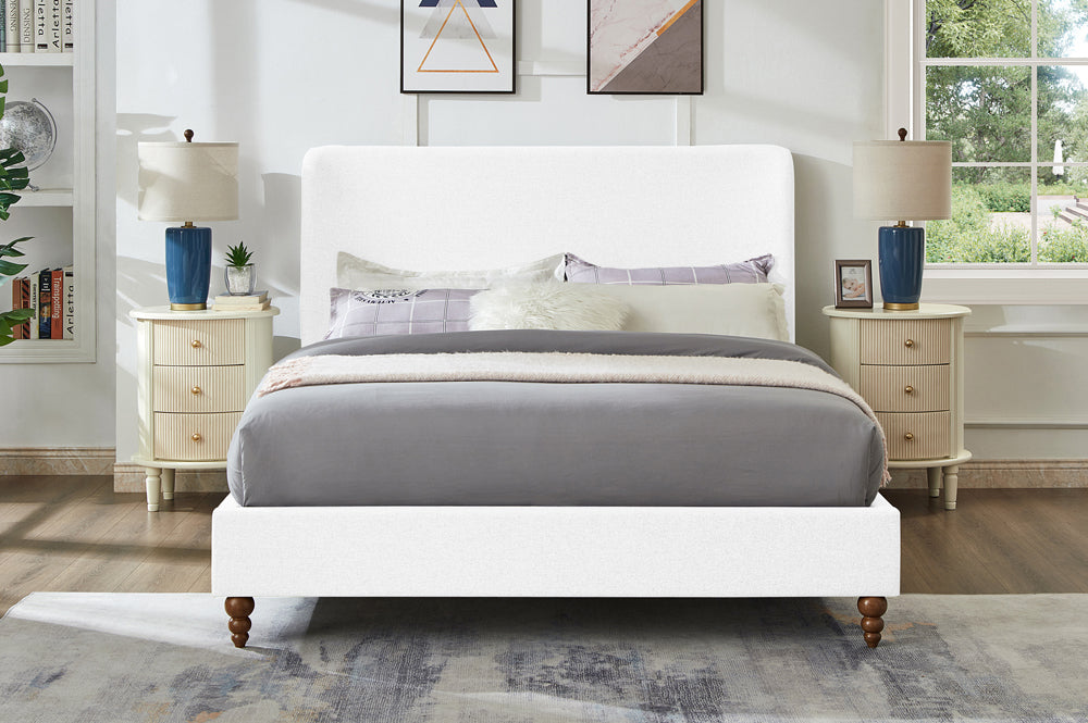 Acadia Platform Bed - Grey Linen or White Linen