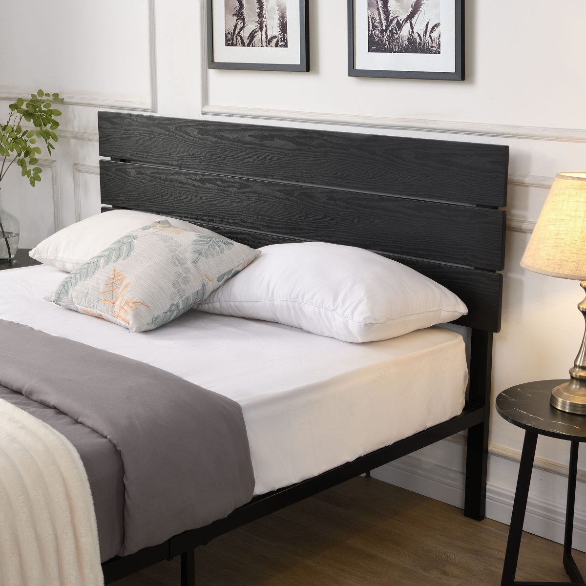 Armdale Metal Platform Bed - Black Metal, White Metal, Black Leatherette or White Leatherette