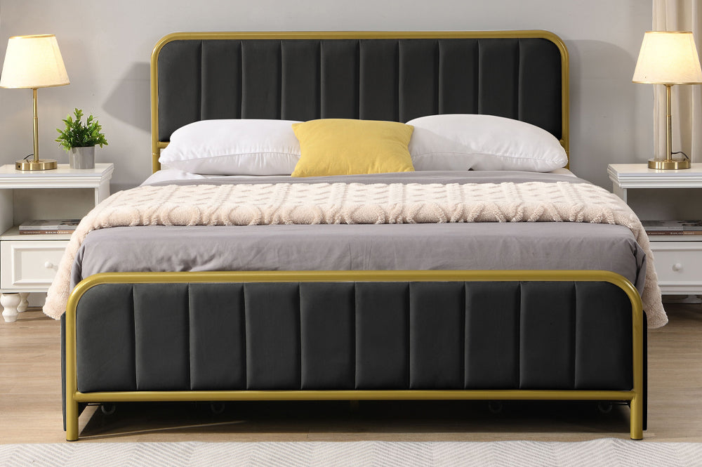 Gottingen Storage Bed - Black Velvet or White Velvet