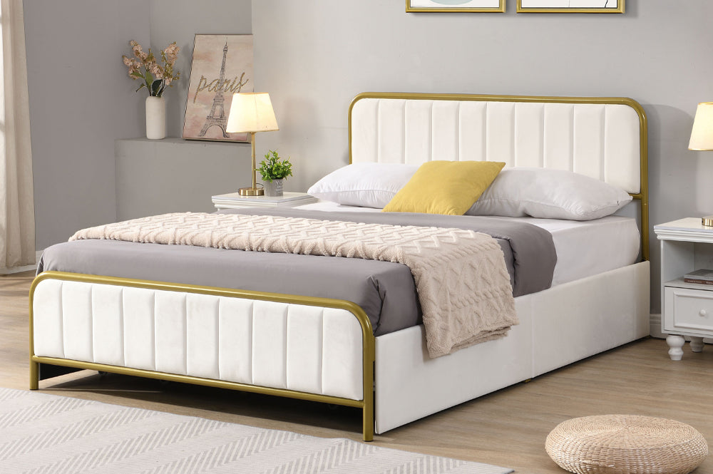 Gottingen Storage Bed - Black Velvet or White Velvet