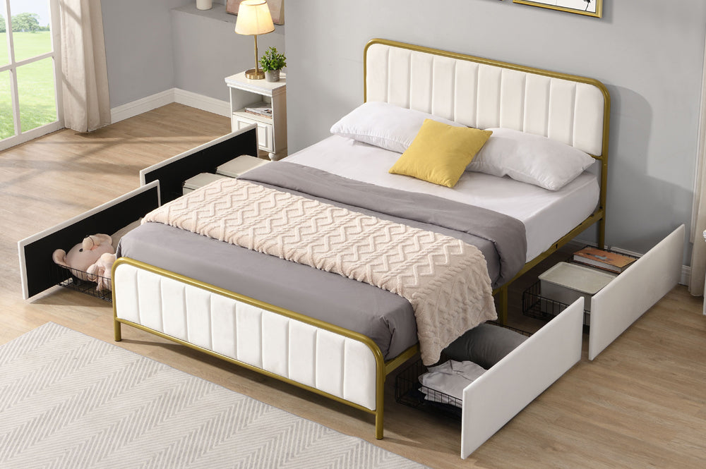 Gottingen Storage Bed - Black Velvet or White Velvet