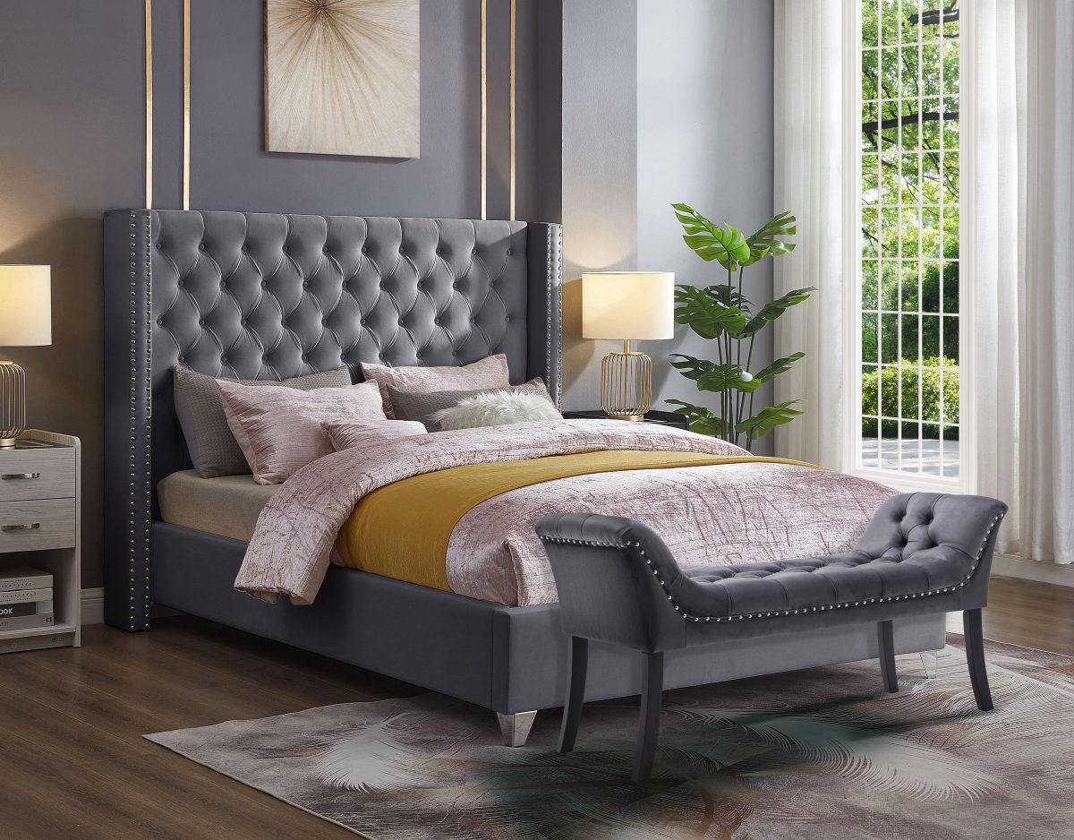Springgarden Platform Bed - Black Velvet, Blue Velvet, Grey Velvet or White Velvet