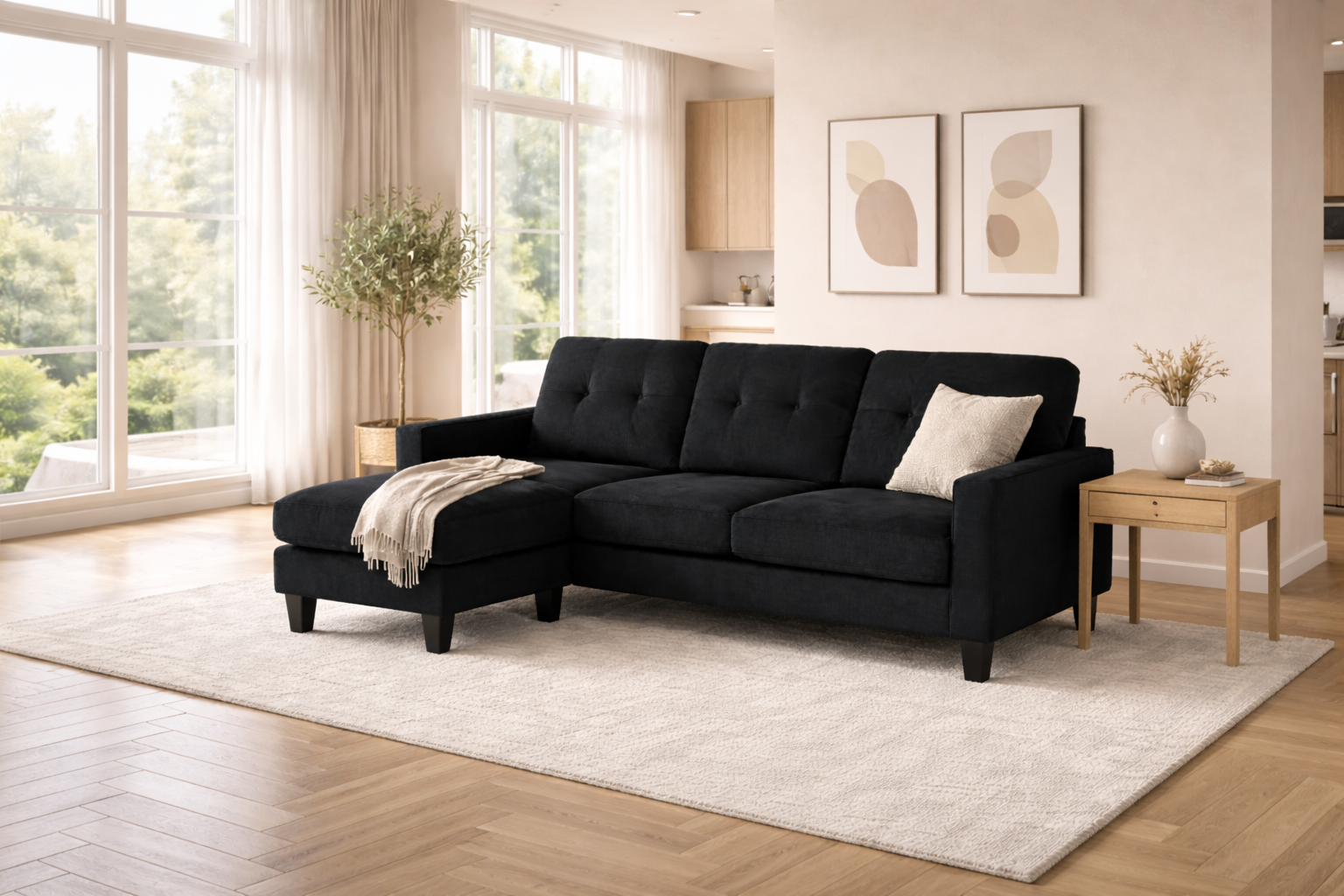 Ansel Sectional Sofa Grey - Angle view