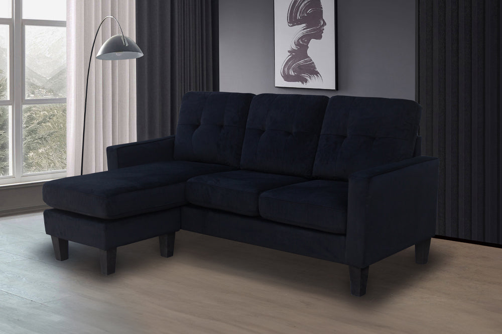 Ansel Sectional Sofa Black - Angle View