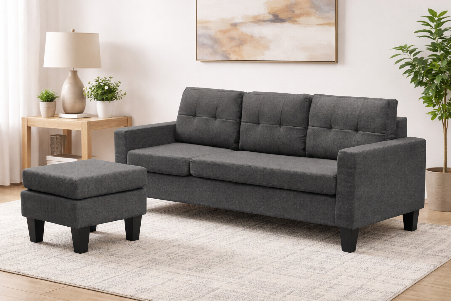 Ansel Sectional Sofa Grey - Side View