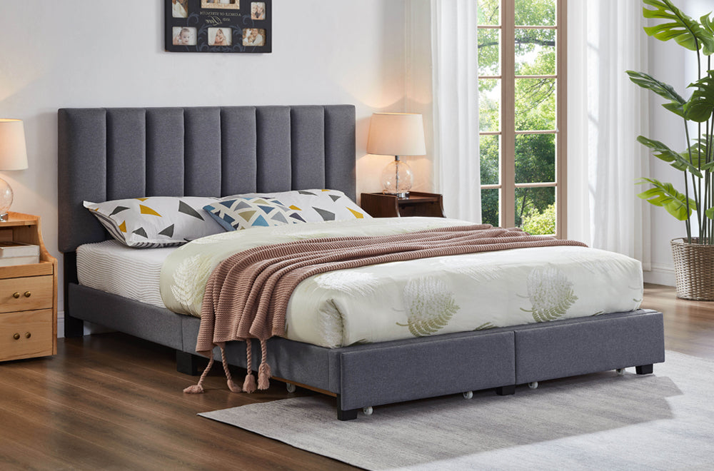 Bennett Grey Storage Platform Bed - Angled view