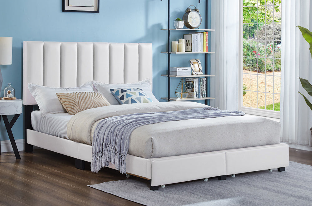 Bennett White Storage Platform Bed - Angled view