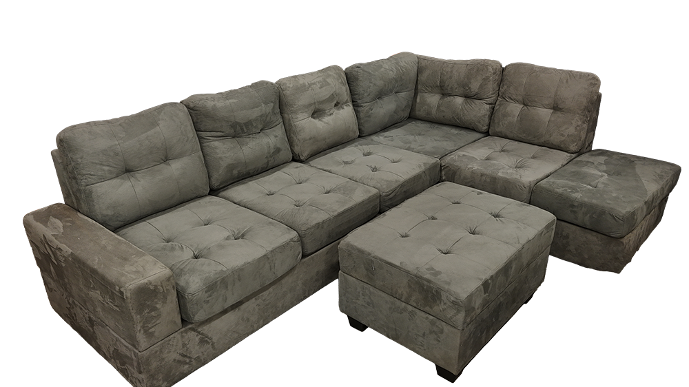 BRAYDEN - Sectional Reversible Chaise Grey Velvet With Ottoman Storage - Ottoman View