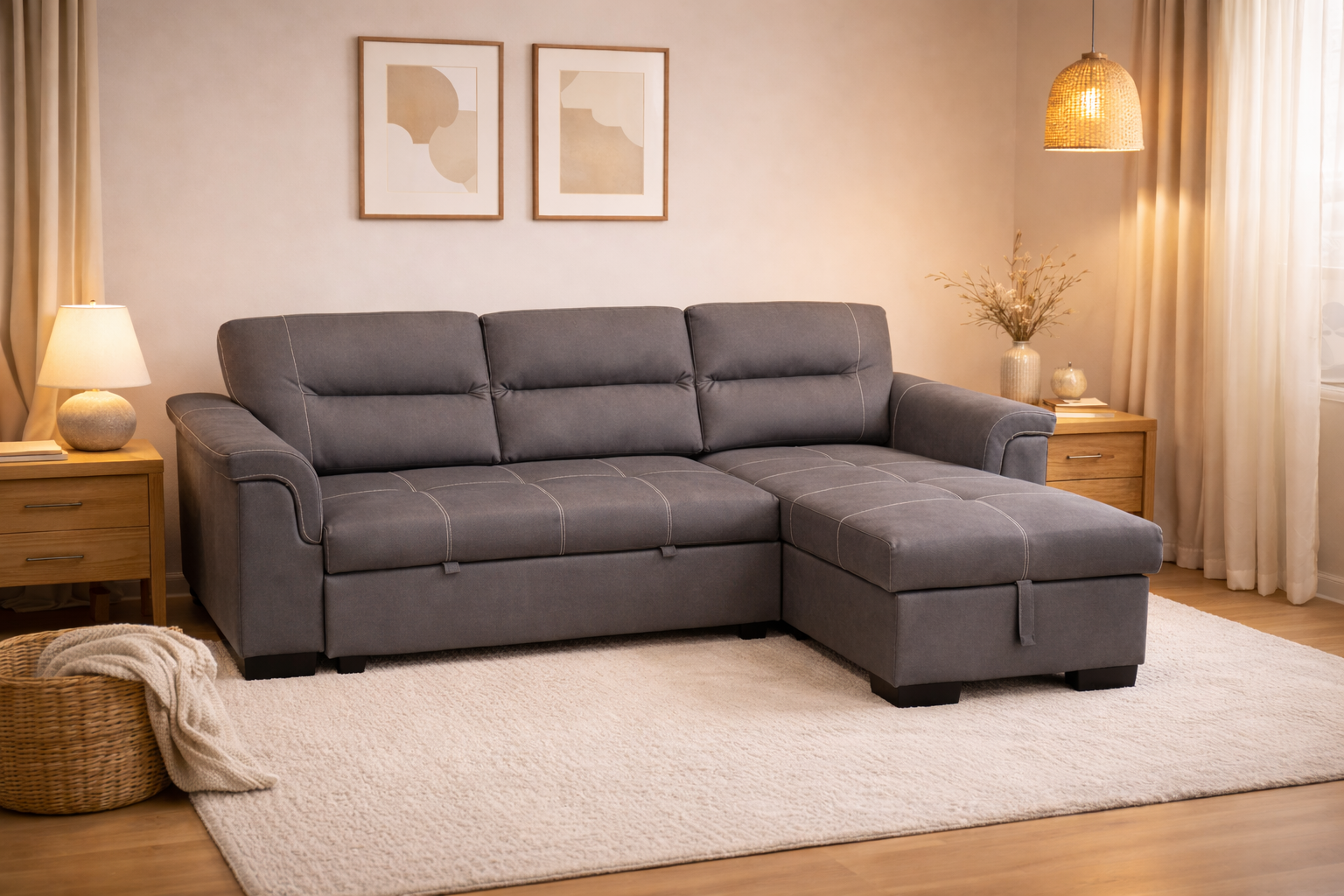 Corbin Sectional Sofa Grey - Angle Veiw