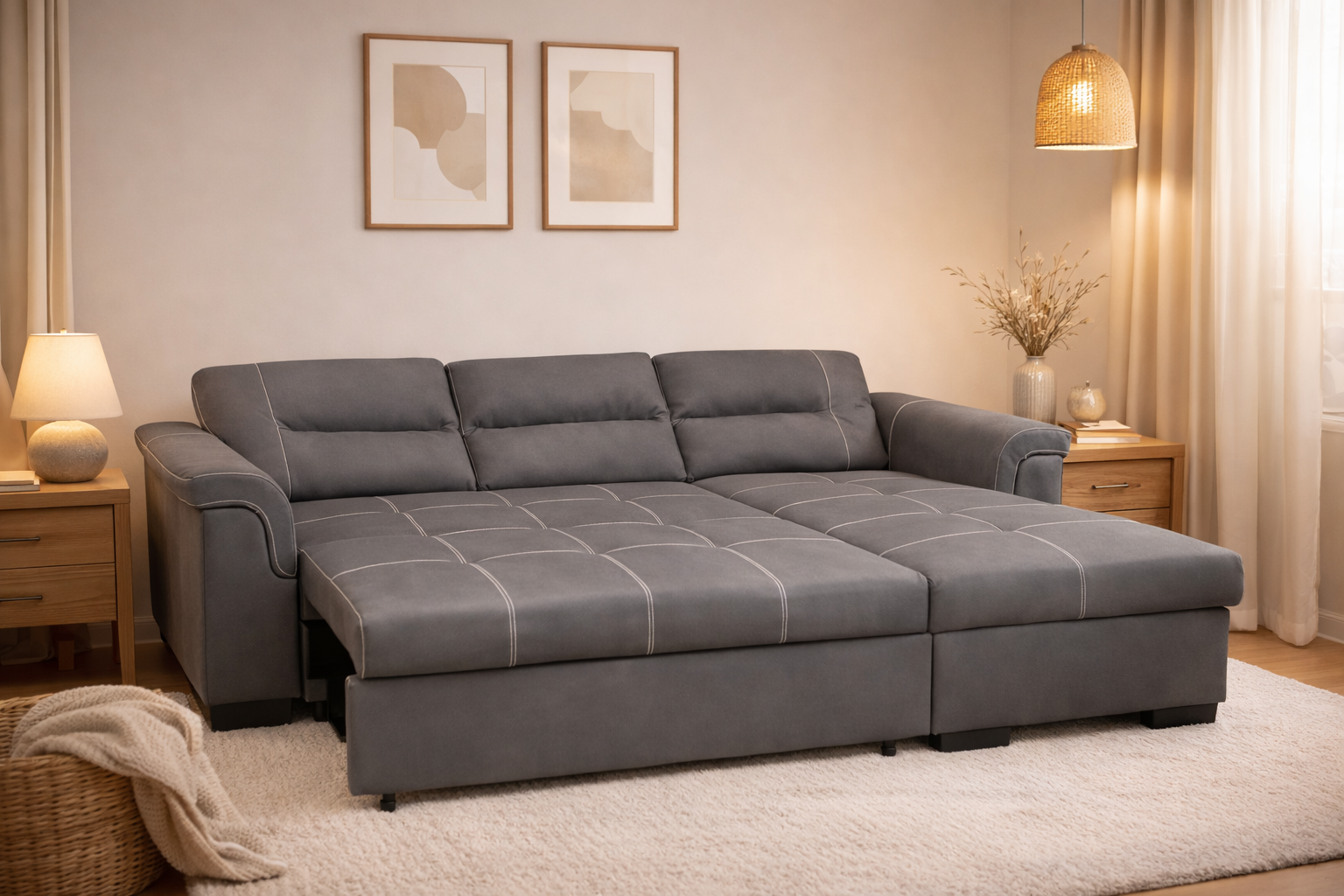 Corbin Sectional Sofa Grey - Angle Veiw