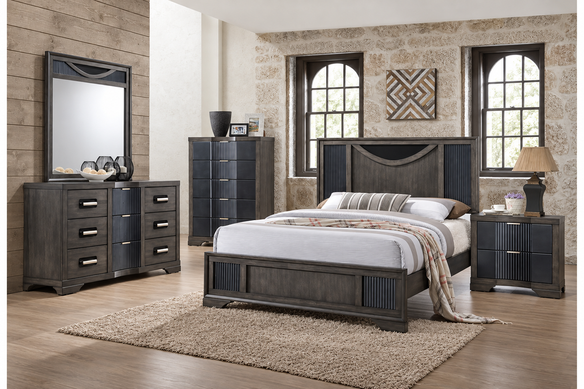 Ernest bedroom collection in a staged room with additional furniture