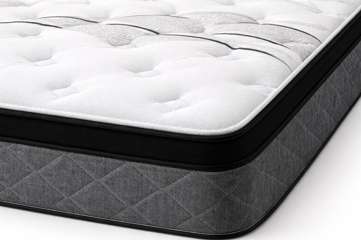 Close-up of Hailey Euro Top mattress showing quilted pillow top edge and side stitching detail