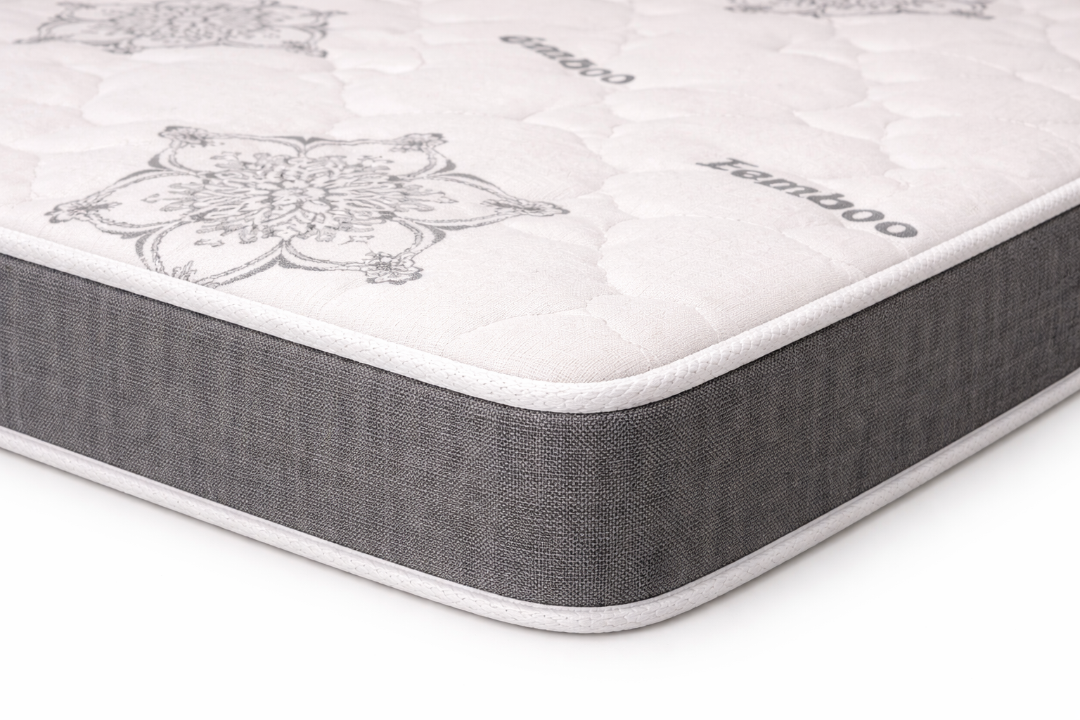 Marrisa 6.5 inch mattress corner detail – stitching and grey side fabric
