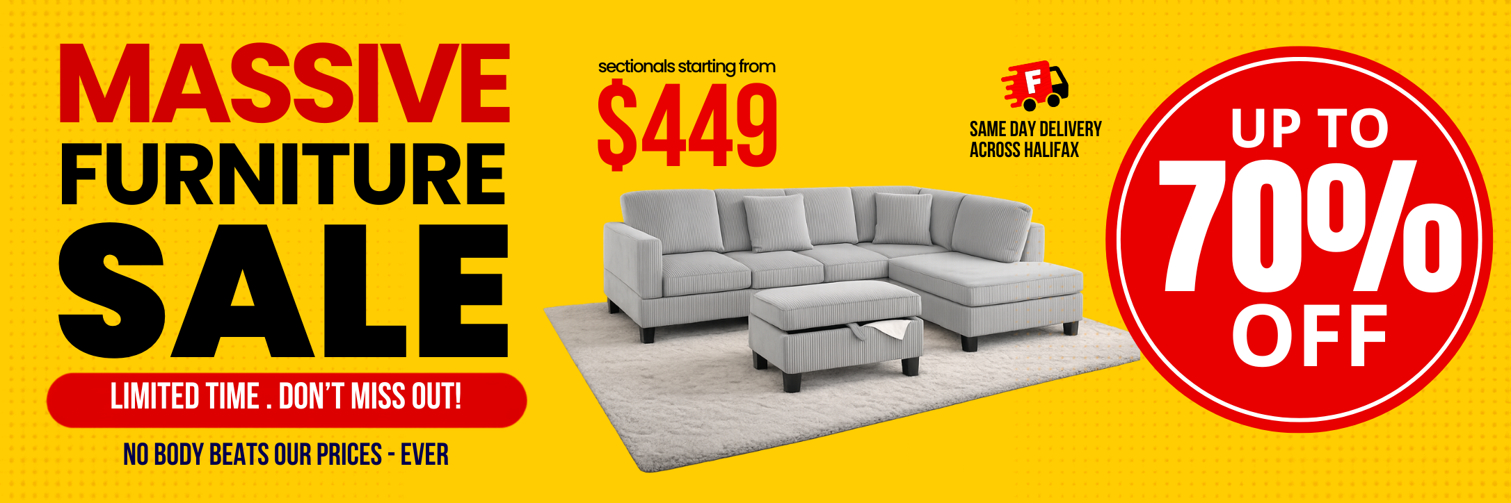 Massive furniture sale Halifax up to 70% off sectional and sofa sets - Furniture Spot and Mattress Outlet