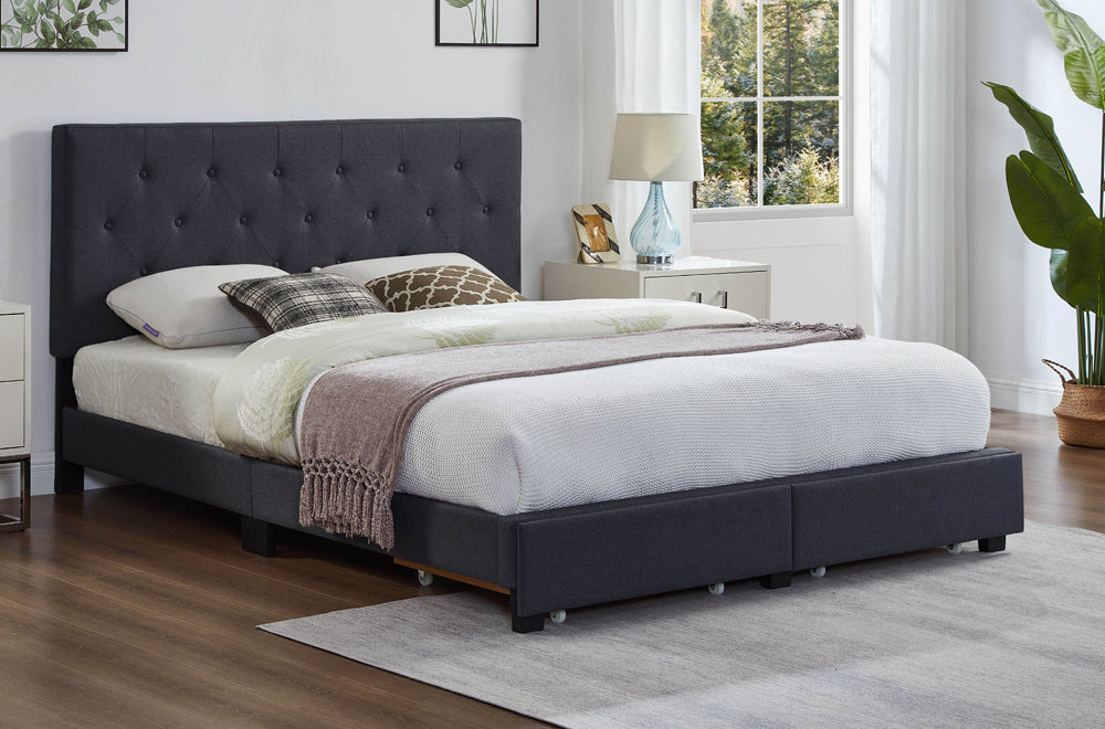 Mateo Storage Platform Bed Charcoal - Angled view