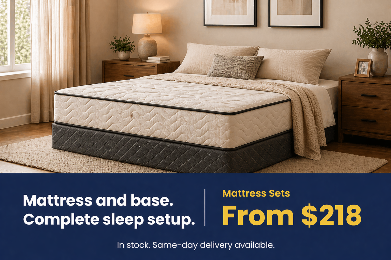 Mattress sets in Halifax from $218 - complete sleep setup in stock at Furniture Spot & Mattress Outlet