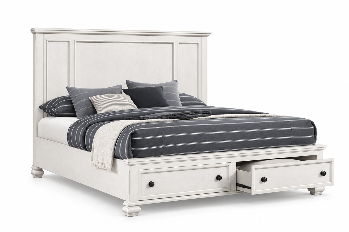 Romeo antique white bed, product view