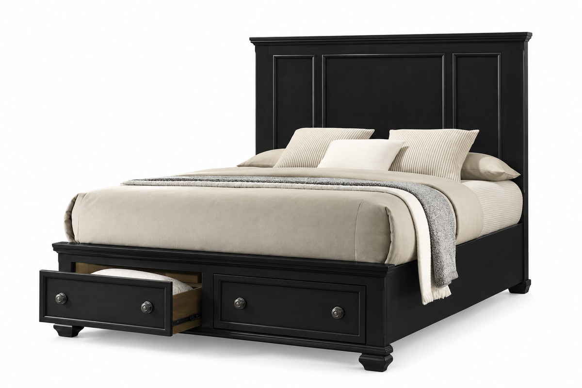 Romeo black bedroom set - black bed, product view