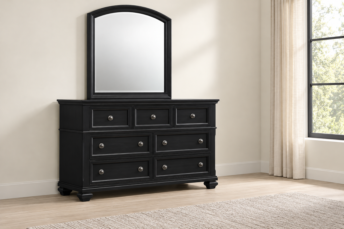 Romeo black dresser, product photograph