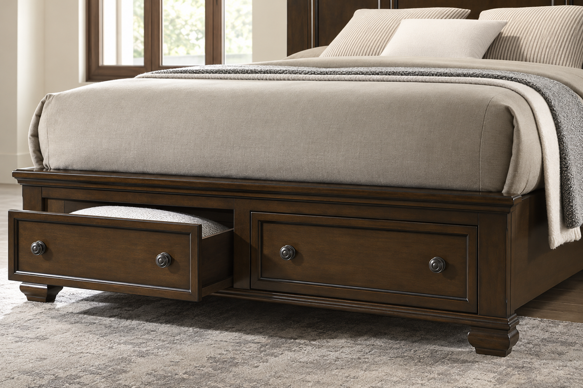 Romeo brown bed, close-up detail