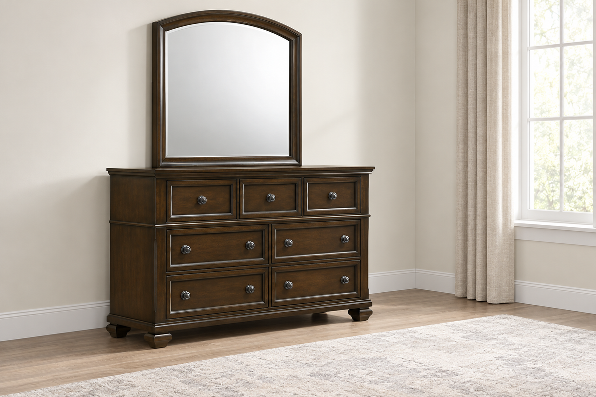 Romeo brown dresser, product photograph