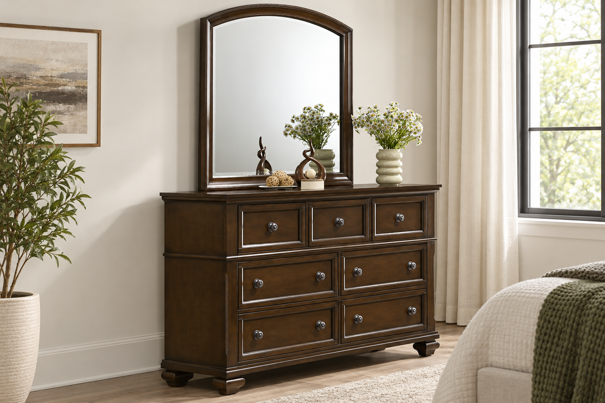 Romeo brown mirror, bedroom setting