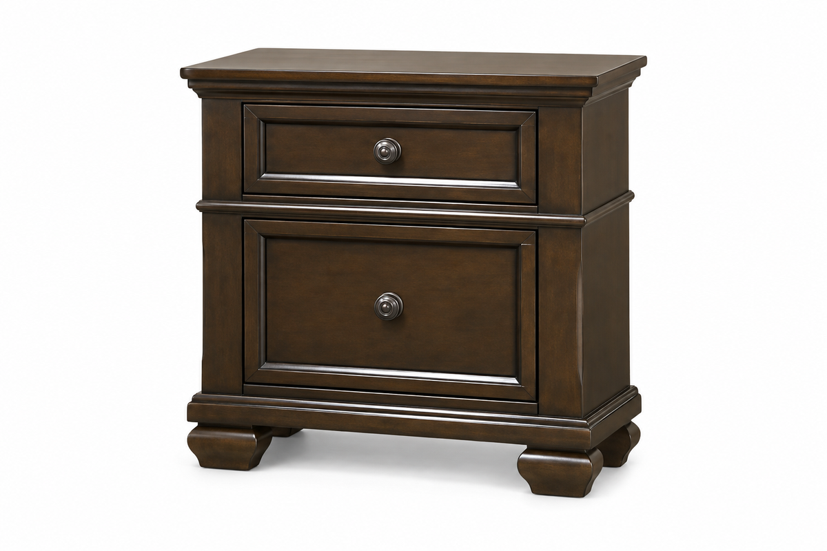 Romeo brown bedroom set - brown nightstand, product view