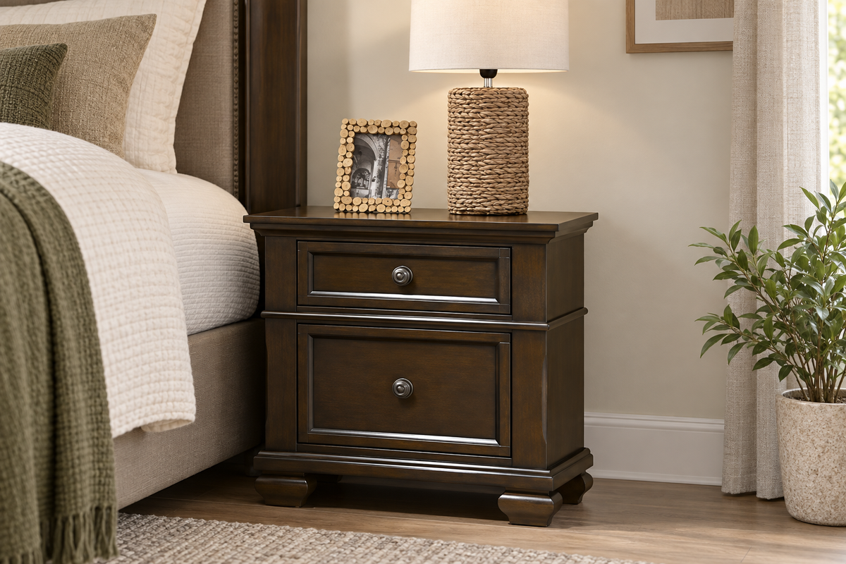 Romeo brown nightstand, bedroom setting