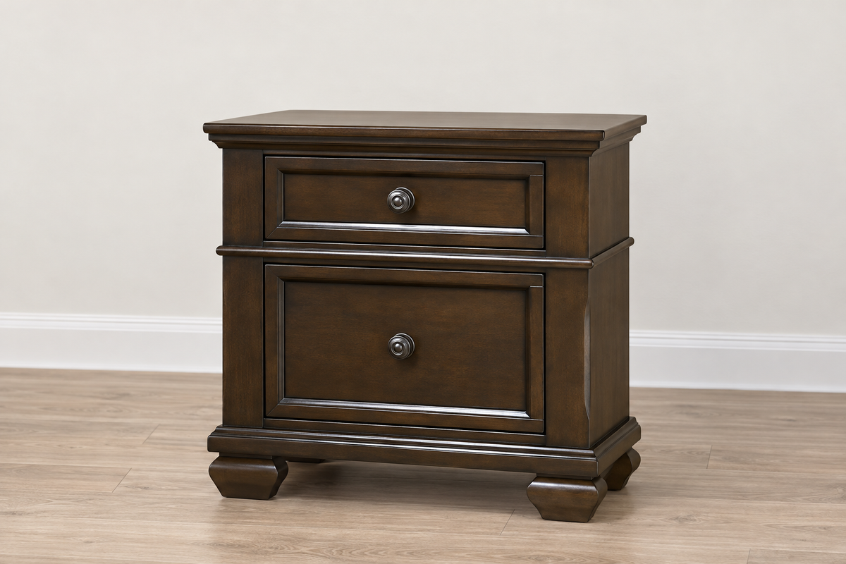 Romeo brown bedroom set - brown nightstand, product photograph