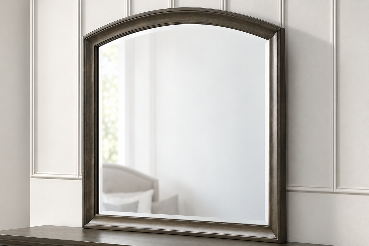 Romeo grey bedroom set - grey mirror, close-up detail