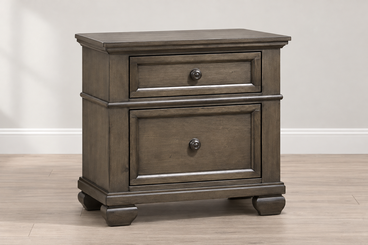 Romeo grey bedroom set - grey nightstand, product photograph